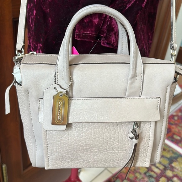 Coach Bleecker  mini Riley Satchel Crossbody bag  leather  gray/taupe excellent - Picture 1 of 17